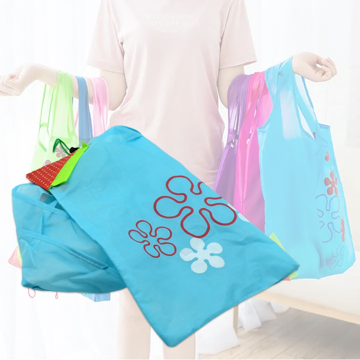 Washable reusable shopping bags with handles. Washable reusable shopping bags with handles.